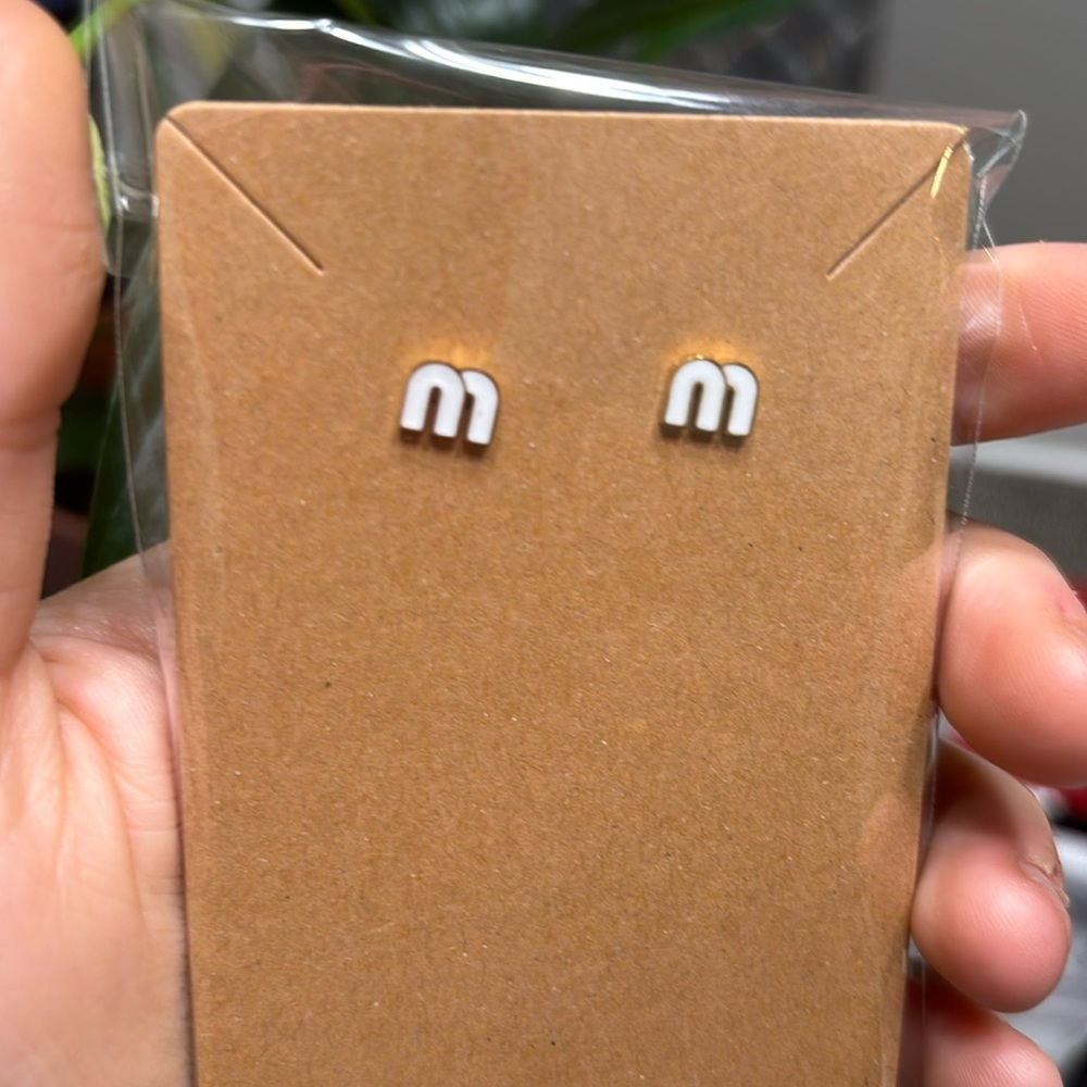 Small M earrings